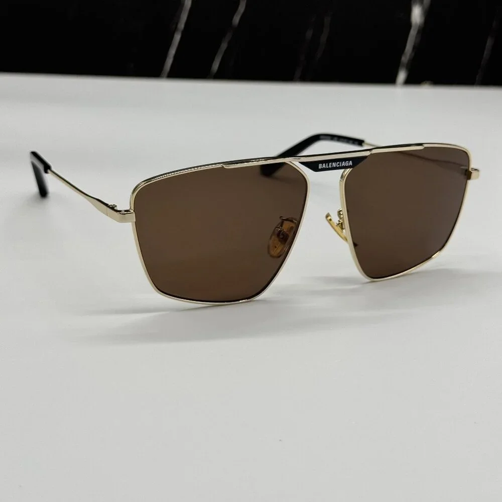 NEW BALENCIAGA SUNGLASSES GOLD MEN EYEWEAR BALENCIAGA BB0246SA 003